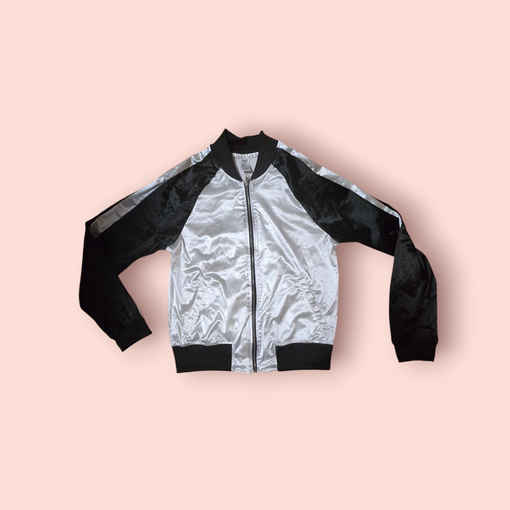 Balera Women Black & White Bomber Jacket Striped Long Sleeves Adult Small